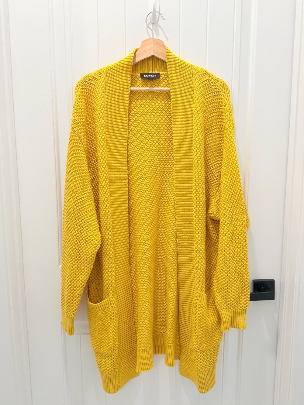 Express Yellow Open-Front Knit Cardigan